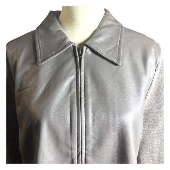 Pendleton 100% Leather & 100% Merino Wool Zip Front Jacket, Taupe, Women's XL - Picture 4 of 6